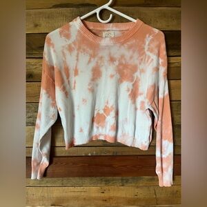 Billabong Peach and White Tie-Dye Sweater